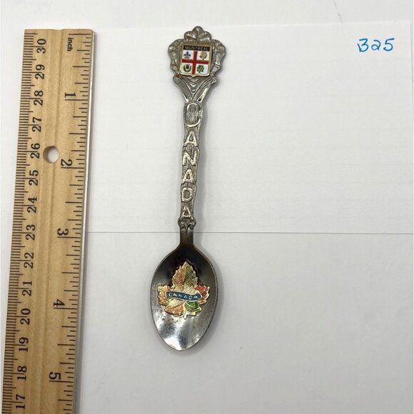 Vintage Montreal Souvenir Spoon With Canada Leaf Design & Ruler Measurement B25 - Picture 4 of 4